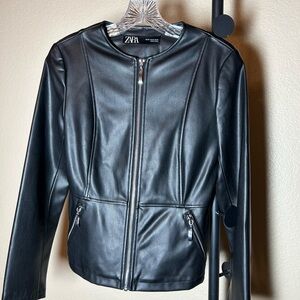 Zara Sleek Black Leather Jacket